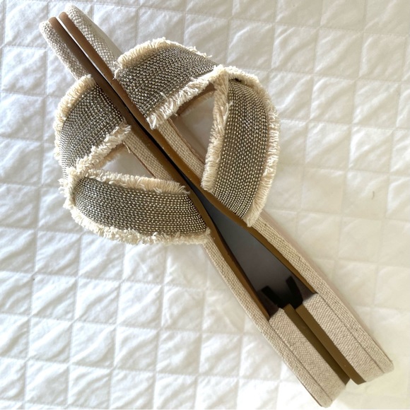 PELLE MODA Hailen Sandals Size 7 1/2 Chain bead fringe in Natural NEW! Shoes 7.5 - Picture 9 of 14